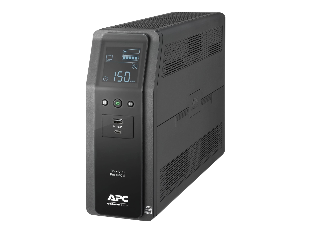 Picture of APC By Schneider Electric BR1500MS Back Ups Pro BR 1500VA&#44; Sinewave&#44; 10 Outlets&#44; 2 USB Charging Ports&#44; AVR&#44; LCD Interface