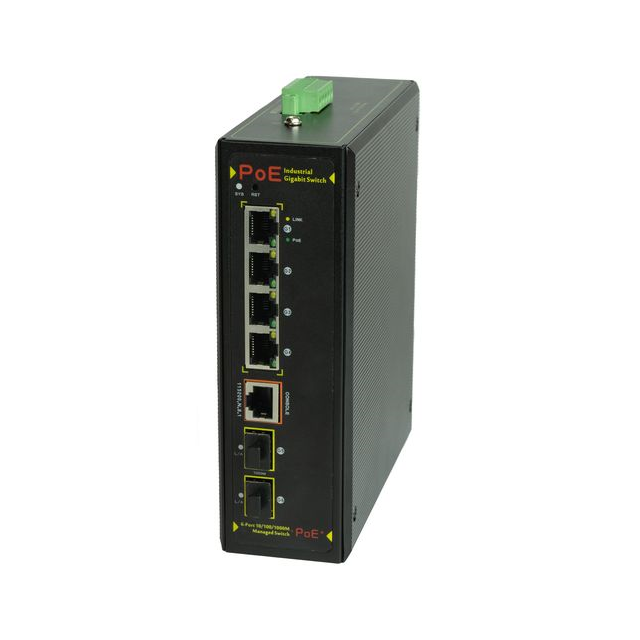 Picture of Tycon Systems TP-SW4G-2SFP 4 Port PoE&#44; 2 SFP&#44; Managed Industrial Gigabit Switch - DIN Mount