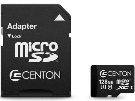 Picture of Centon Electronics S1-MSDXU1-128G 128GB MicroSDXC UHS-I Flash Memory Card with Adapter