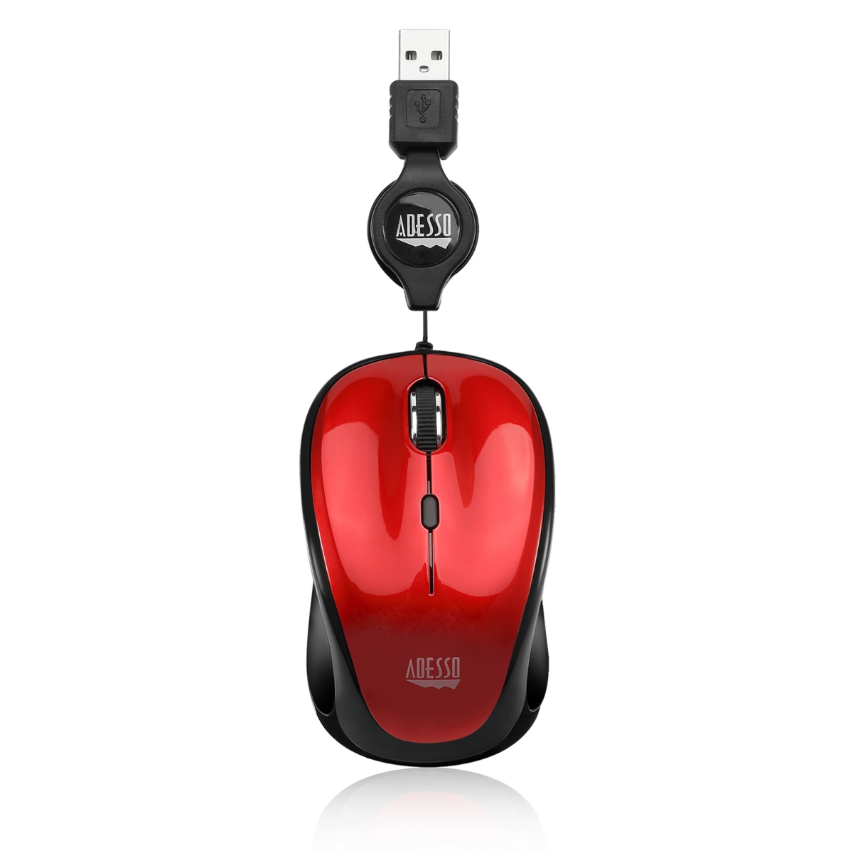 Picture of Adesso IMOUSES8R USB Illuminated Retractable Mini Mouse - Red