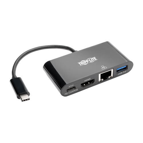 Picture of Tripp Lite U444-06N-H4GUBC USB-C to HDMI Adapter with USB-A Hub - Black