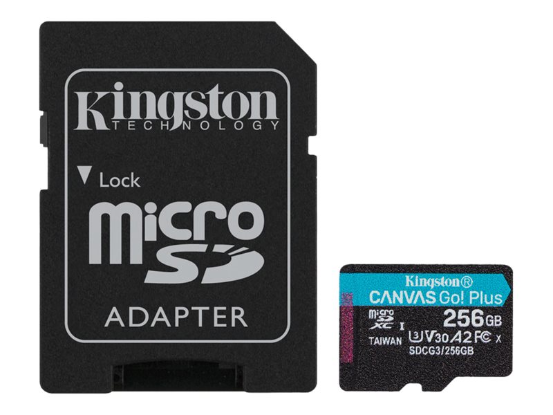 Picture of Kingston SDCG3-256GB Canvas Go Plus 256 GB Class 10-UHS-I U3 microSDXC Memory Card