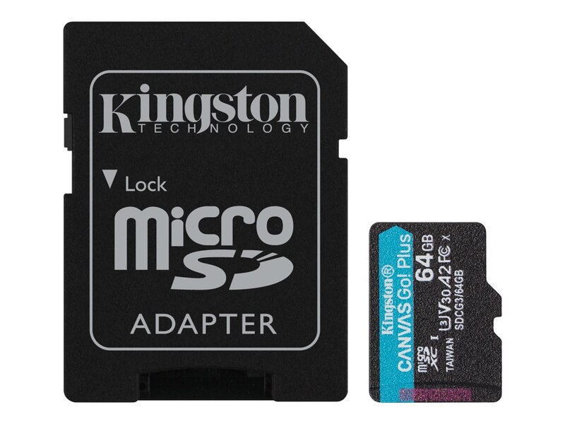 Picture of Kingston SDCG3-64GB Canvas Go Plus 64 GB Class 10-UHS-I U3 microSDXC Memory Card
