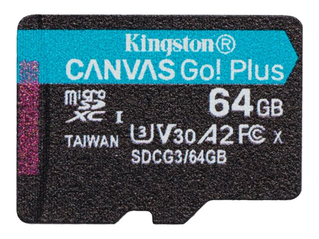 Picture of Kingston SDCG3-64GBSP Canvas Go Plus 64 GB Class 10-UHS-I U3 microSDXC Memory Card