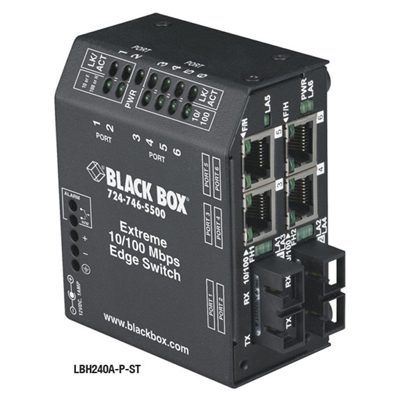 Picture of Black Box LBH240A-PD-SSC-24 Industrial 10-100 Ethernet Switch - Extreme Temperature - 6 Port