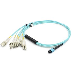 Picture of Add-On ADD-MPO-6LC1M5OM3 1 m MPO Female to 6XLC Male 12-Strand Duplex Riser-Rated Fiber Cable - Aqua