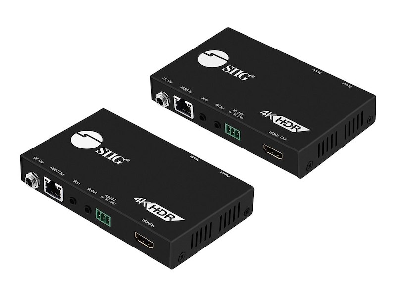 Picture of SIIG CE-H23311-S1 4K HDR HDMI 2.0 Extender Over Single Cat5e & Cat6e with RS-232 & IR - 100 m