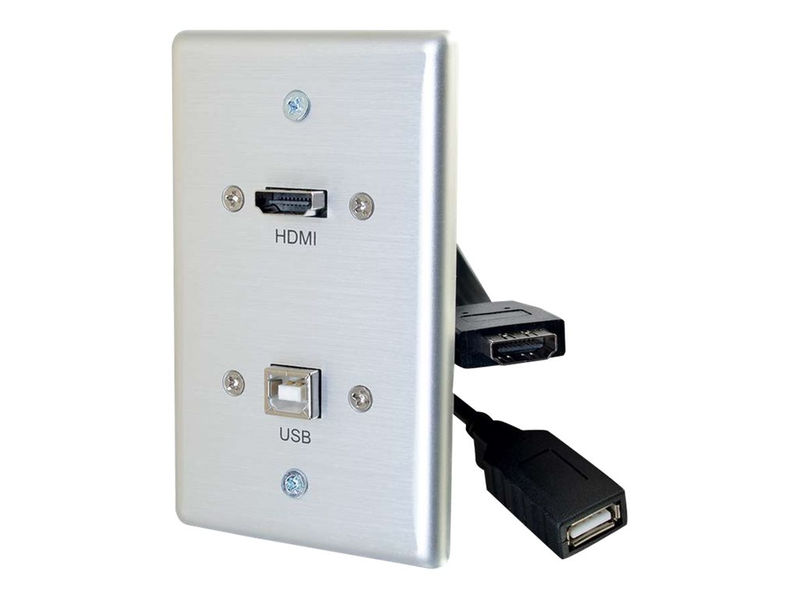 Picture of C2G 39874 Single Gang USB & HDMI Wall Plate&#44; Aluminum