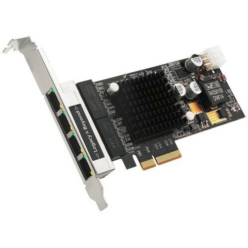 ADDS FOUR INDEPENDENT GIGABIT ETHERNET PORTS TO PCIE 2.1 X4 ENABLED SERVER OR DE
