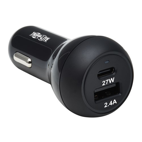 Tripp Lite U280-C02-39W-1B Dual-Port USB Car Charger with 39W Charging - USB-C