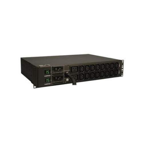 Picture of Tripp Lite PDUMH30HV6 16 C13 2 C19 Outlets 208-240V 5.8kW L6-30P 2U Rack-Mount TAA Single-Phase Metered PDU