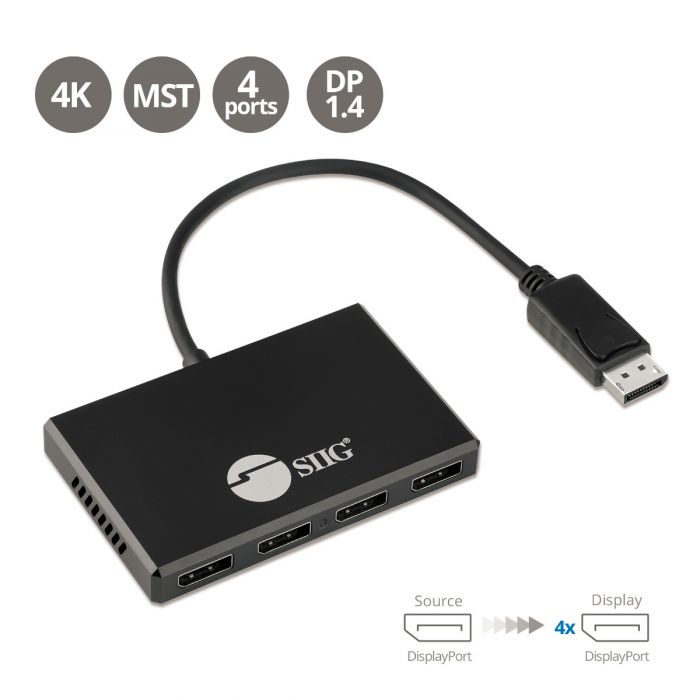 Picture of SIIG CE-DP0R11-S1 4-Port 4K DisplayPort 1.4 to DisplayPort Multi-Stream Transport Hub Splitter