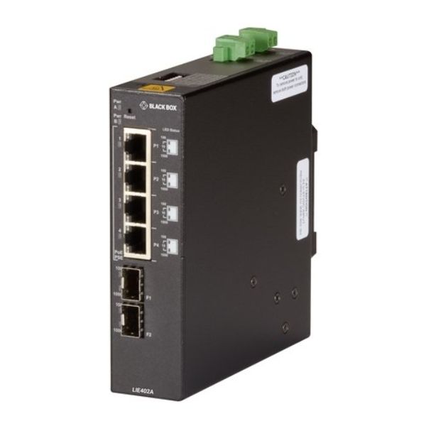 Picture of Black Box LIE402A Gigabit Ethernet PoE Plus Industrial Fiber Network Switch