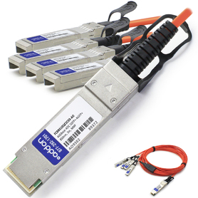 Picture of Add-On FCBN510QE2C03-AO 40 GB TAA Compliant AOC QSFP Plus to 4XSFP Plus Active Optical Cable for Finisar Compatible - 9.8 ft.
