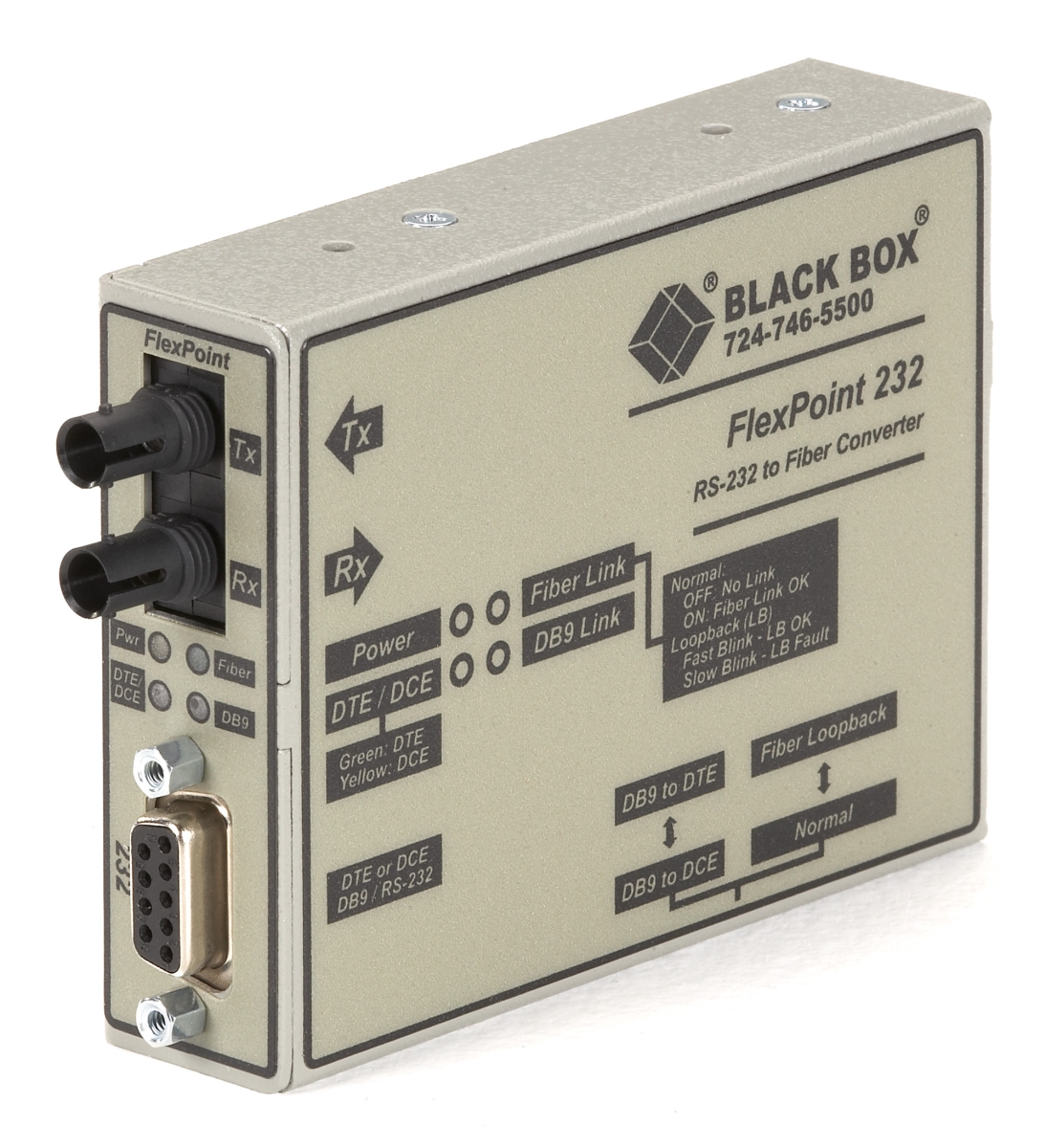 Black Box ME662A-SST Flexpoint Async RS232 Extender - Fiber DB9 Female ST SM - 30-km