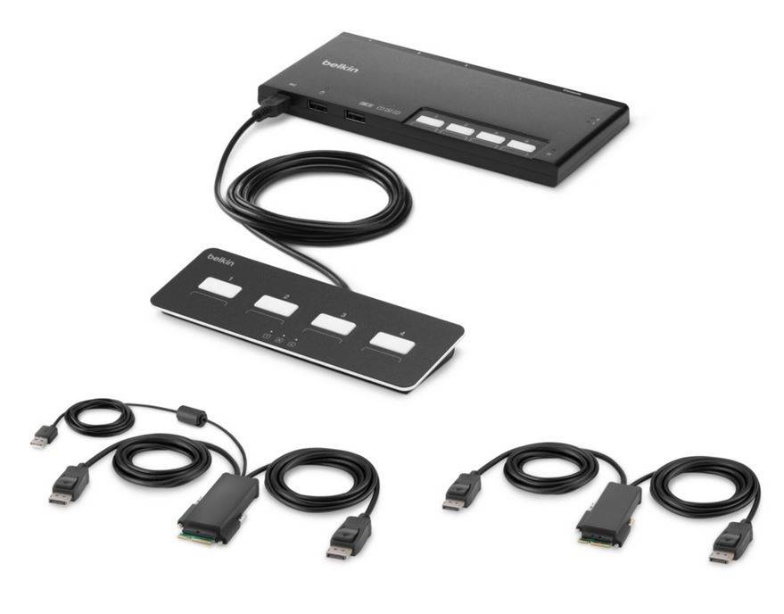 F1DN204MOD-PP-4 4-Port Dual Head DP Modular Secure KVM Switch PP4.0 with Remote