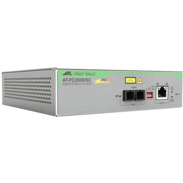AT-PC2000-SC-960 TAA 1GB PoE Plus Media Converter, SC Connect -  Allied Telesis, AT-PC2000/SC-960