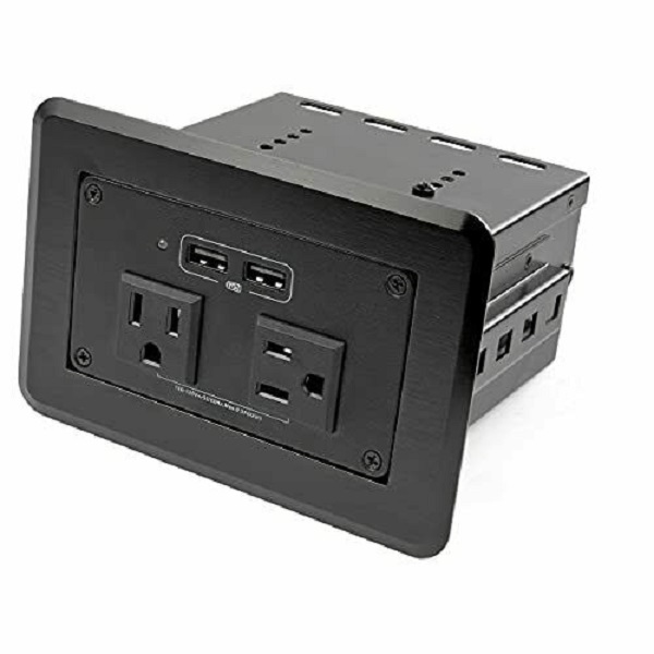 Picture of Startech KITBZPOWNA Dual Conference Table Power Outlet Box with 2 x 2.4A USB Charging Port