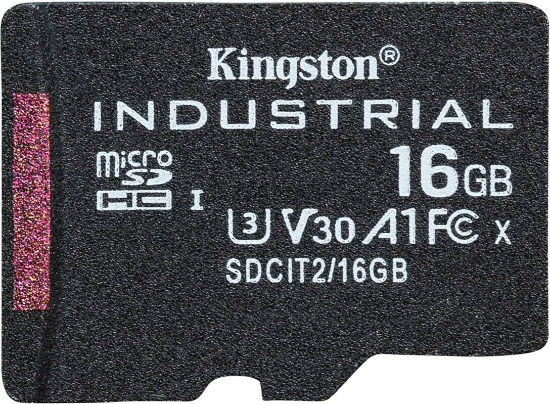 Picture of Kingston SDCIT2-16GBSP 16GB MicroSDHC Industrial C10 A1 PSLC Card Single Pack without Adapter
