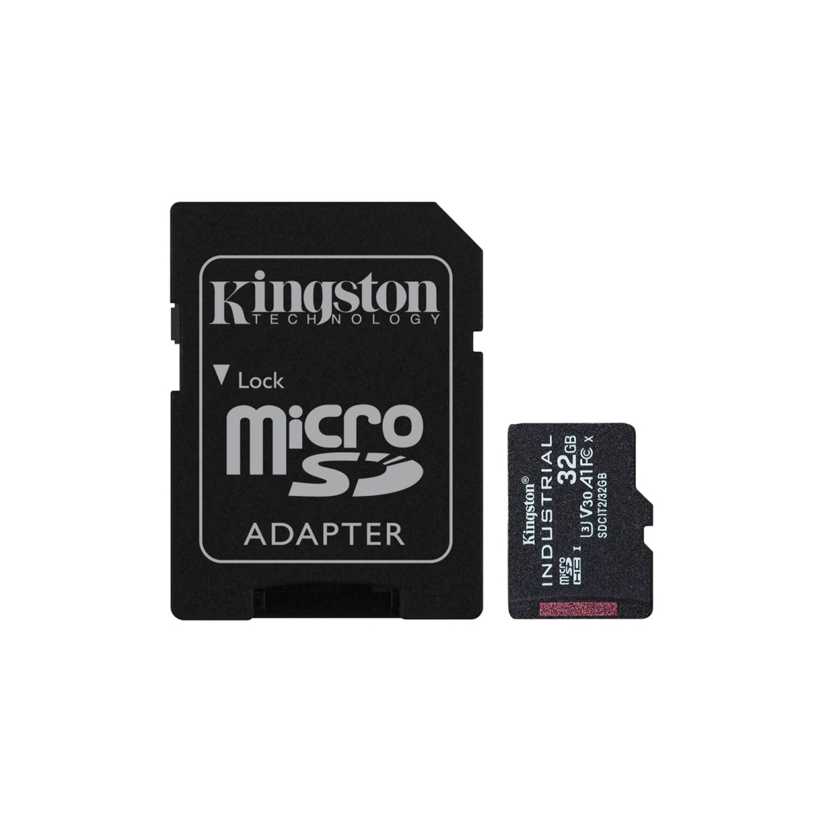 Picture of Kingston SDCIT2-32GB 32GB MicroSDHC Industrial C10 A1 PSLC Card Plus SD Adapter