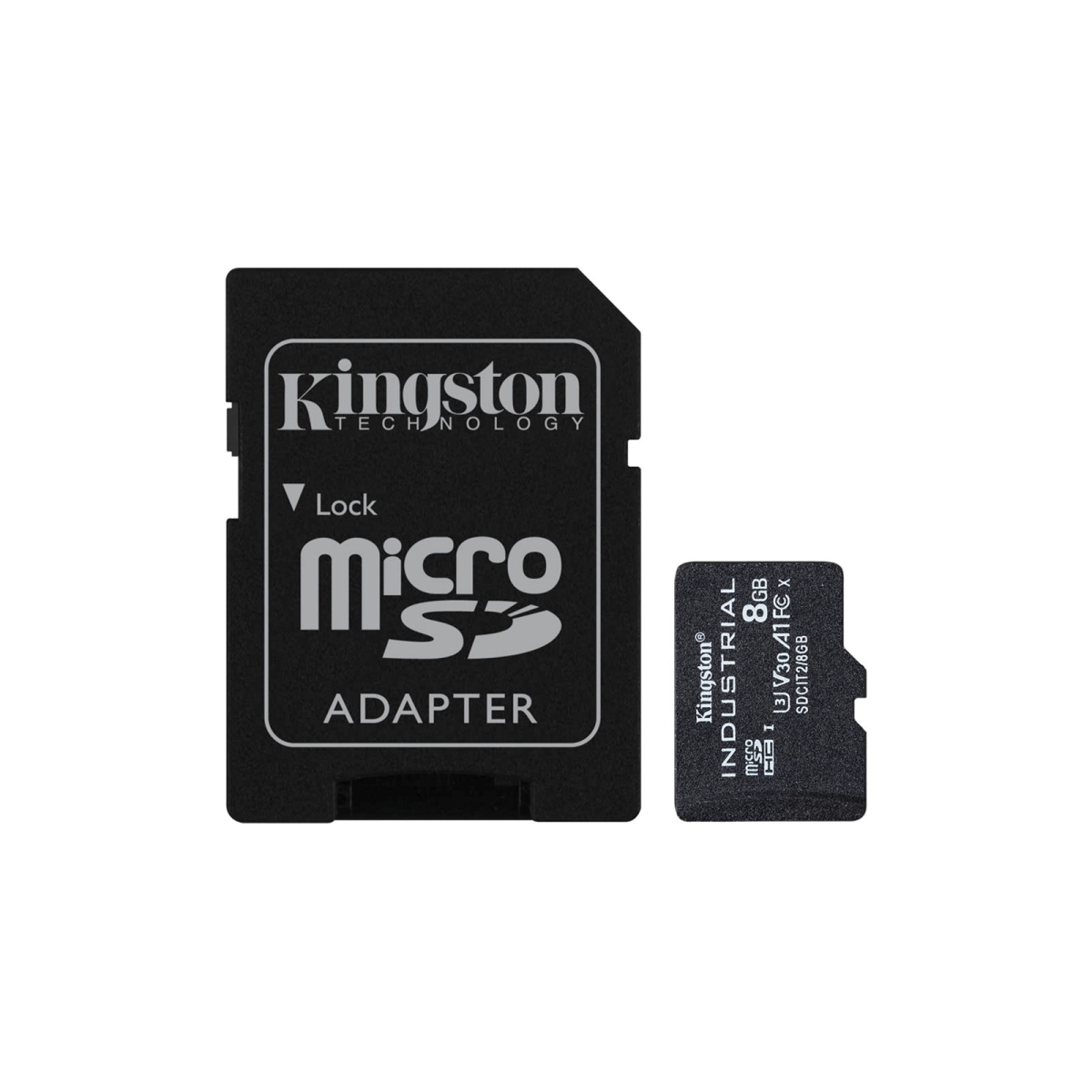 Picture of Kingston SDCIT2-8GB 8GB MicroSDHC Industrial C10 A1 PSLC Card Plus SD Adapter