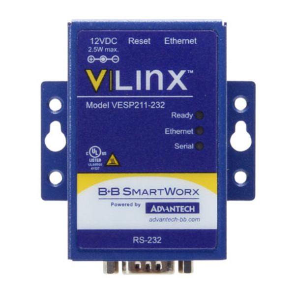 Picture of B Plus B SmartworxBB-VESP211-232 1 Port Mini Serial Server with 1 x DB9 M RS-232 - AC Adapter
