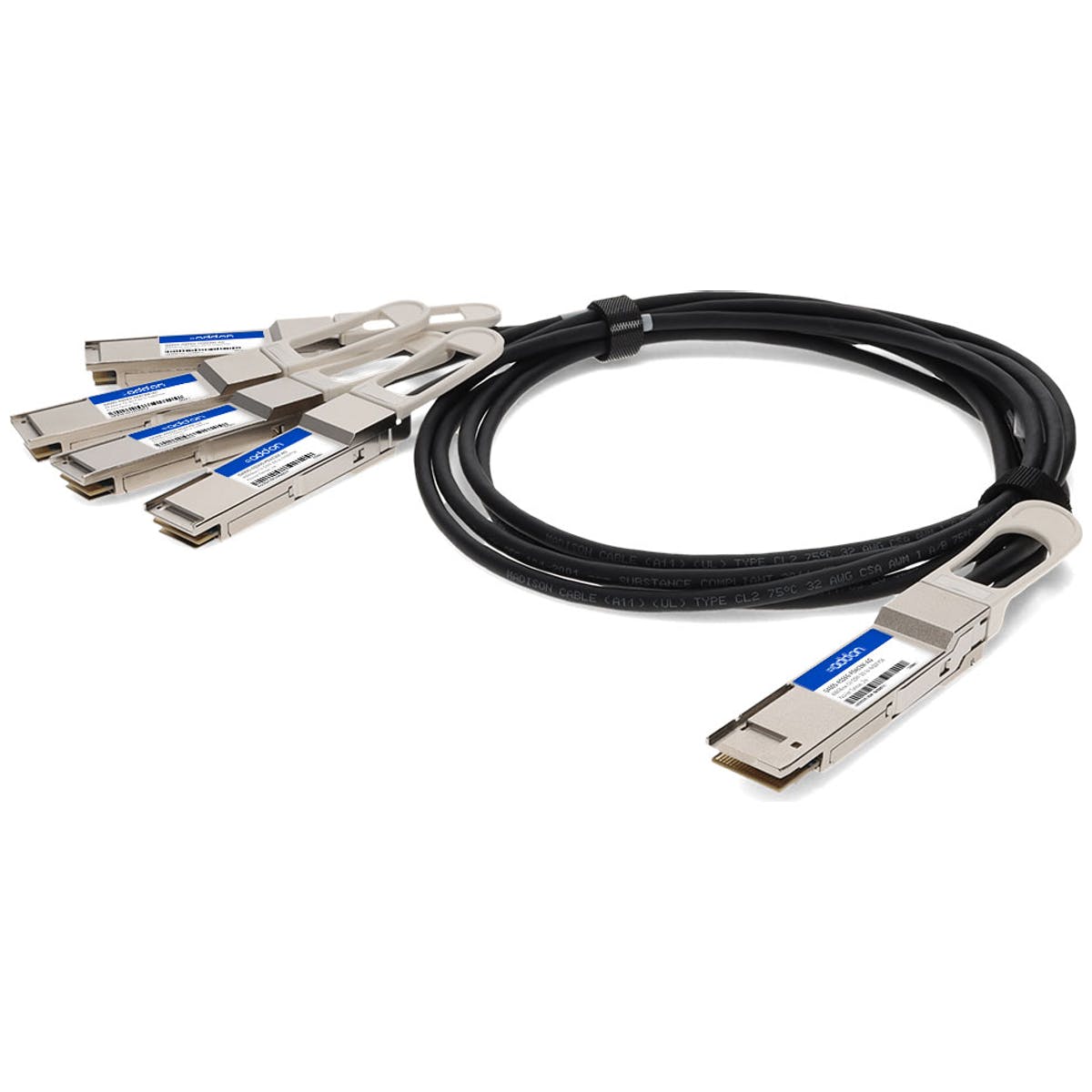 Picture of Add-On Q400G-4Q56G-PDAC2M-AO MSA & TAA Compliant 400GBase-CU QSFP-DD 400G to 4xQSFP56 100G PAM-4 Direct Attach Cable - Passive Twinax & 2 m