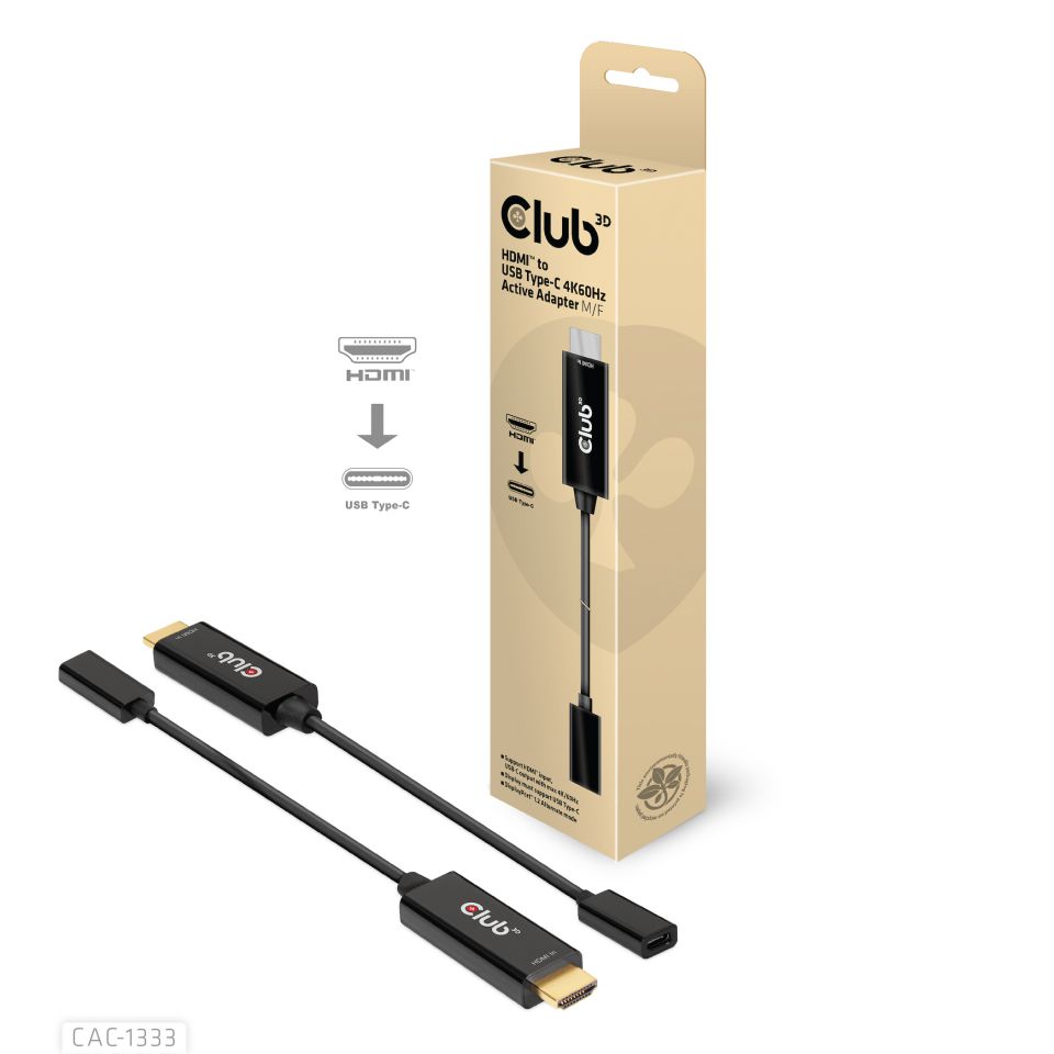 Picture of Club 3D B.V CAC-1333 HDMI to USB Type-C 4K60Hz Active Adapter - Male-Female Connector