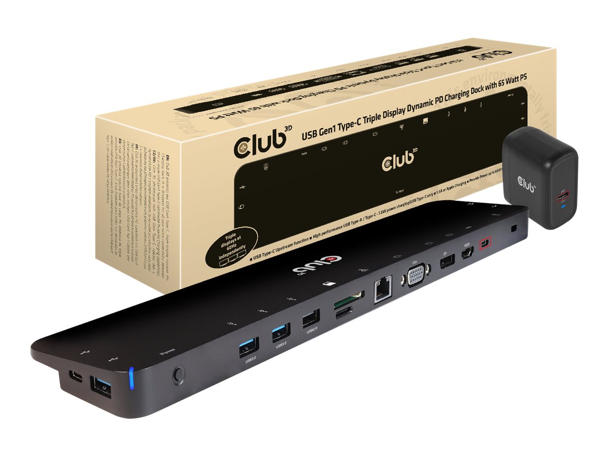 Picture of Club 3D B.V CSV-1564W65 USB-C Triple Display Dock with 65 watt PS