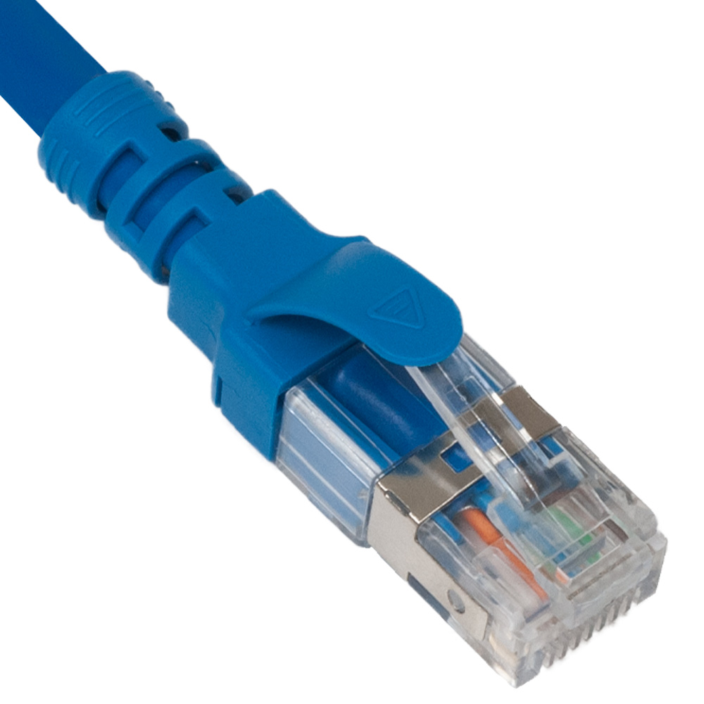 Picture of Accortec Orporated C6ASCB-B100-ACC Cat6A 600Mhz Stranded Straight Through U-FTP Clear Claw Boot Patch Cord&#44; Blue