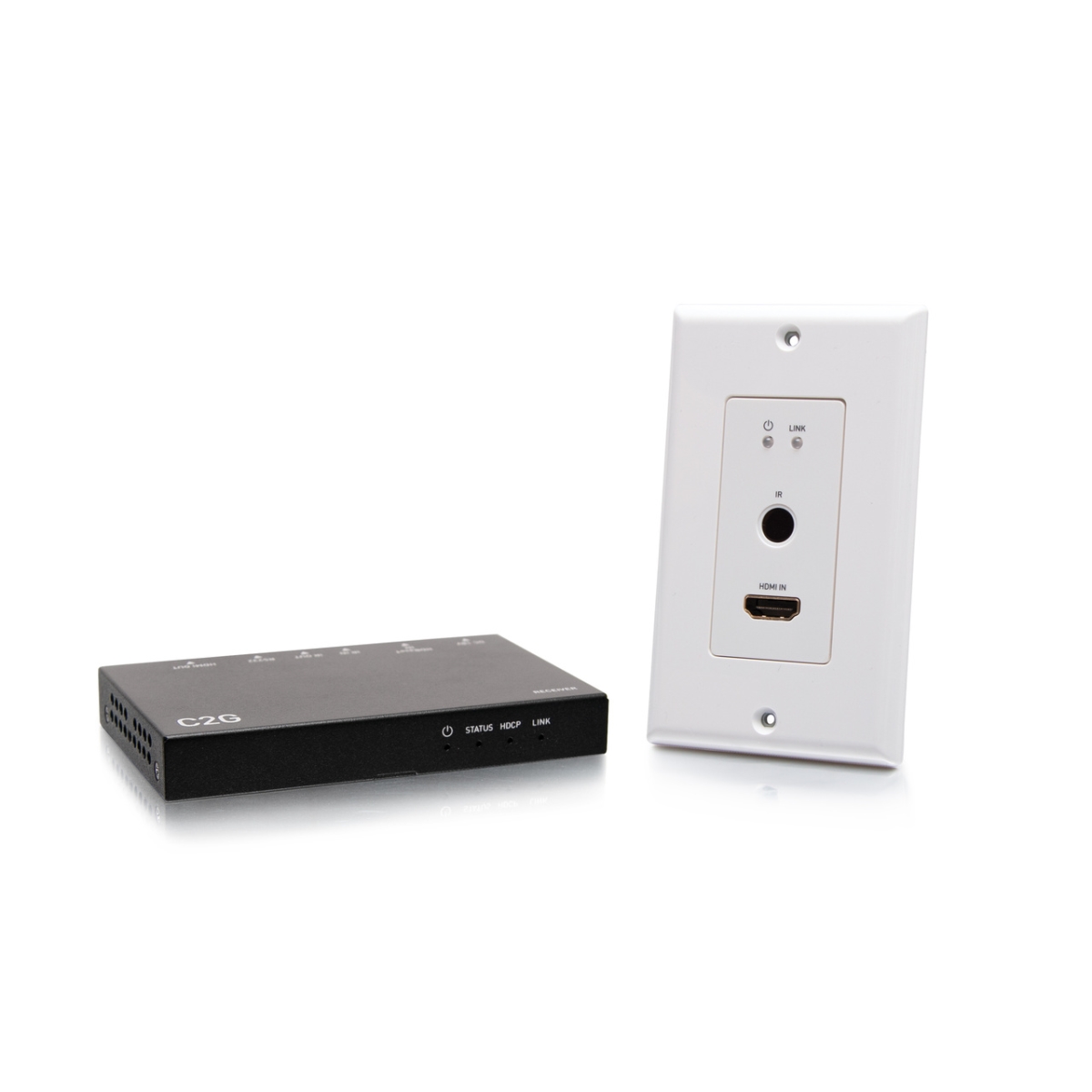 30025 HDMI HDBaseT Plus RS232 & IR Over Cat Extender Single Gang Wall Plate Transmitter to Ultra-Slim Box Receiver - 4K 60Hz
