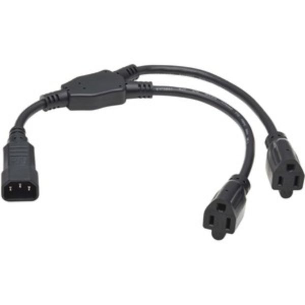 18 in. Power Splitter Cord - Black - 1.5 ft - Dual Device Connection