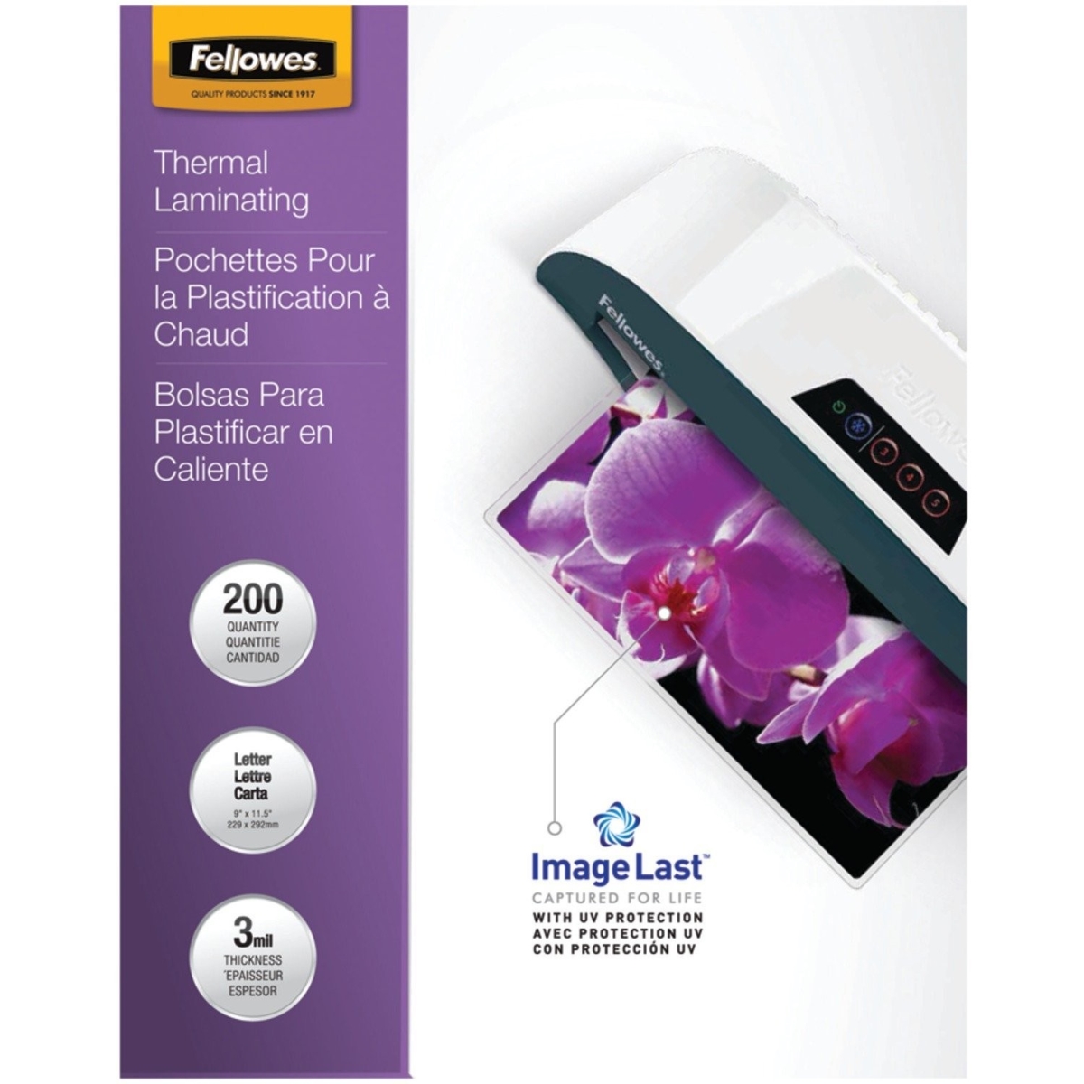 Picture of Fellowes 5244101 3 Mil Glossy Pouches - Imagelast&#44; Letter - Pack of 200