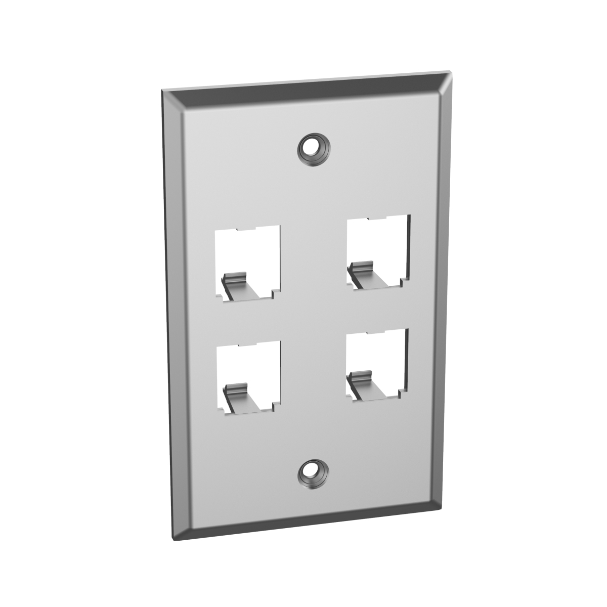 4-Port Single Gang Stainless Steel Faceplate