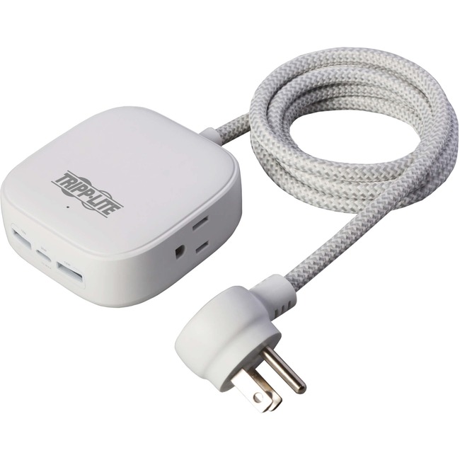 Tripp Lite PS26PD32WCAM Safe-it Power Strip with 2-Outlet 32W 5-15R 2 USB-A & USB C Charging Station, White