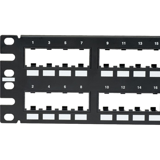 48 Port Flush Mount Network Patch Panel with VER, Black