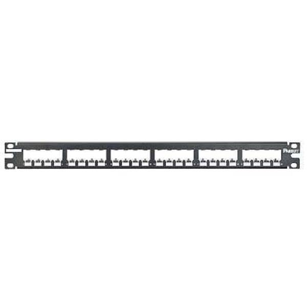 24 Port All Metal Modular Patch Panel, Black - 1 Rack Unit