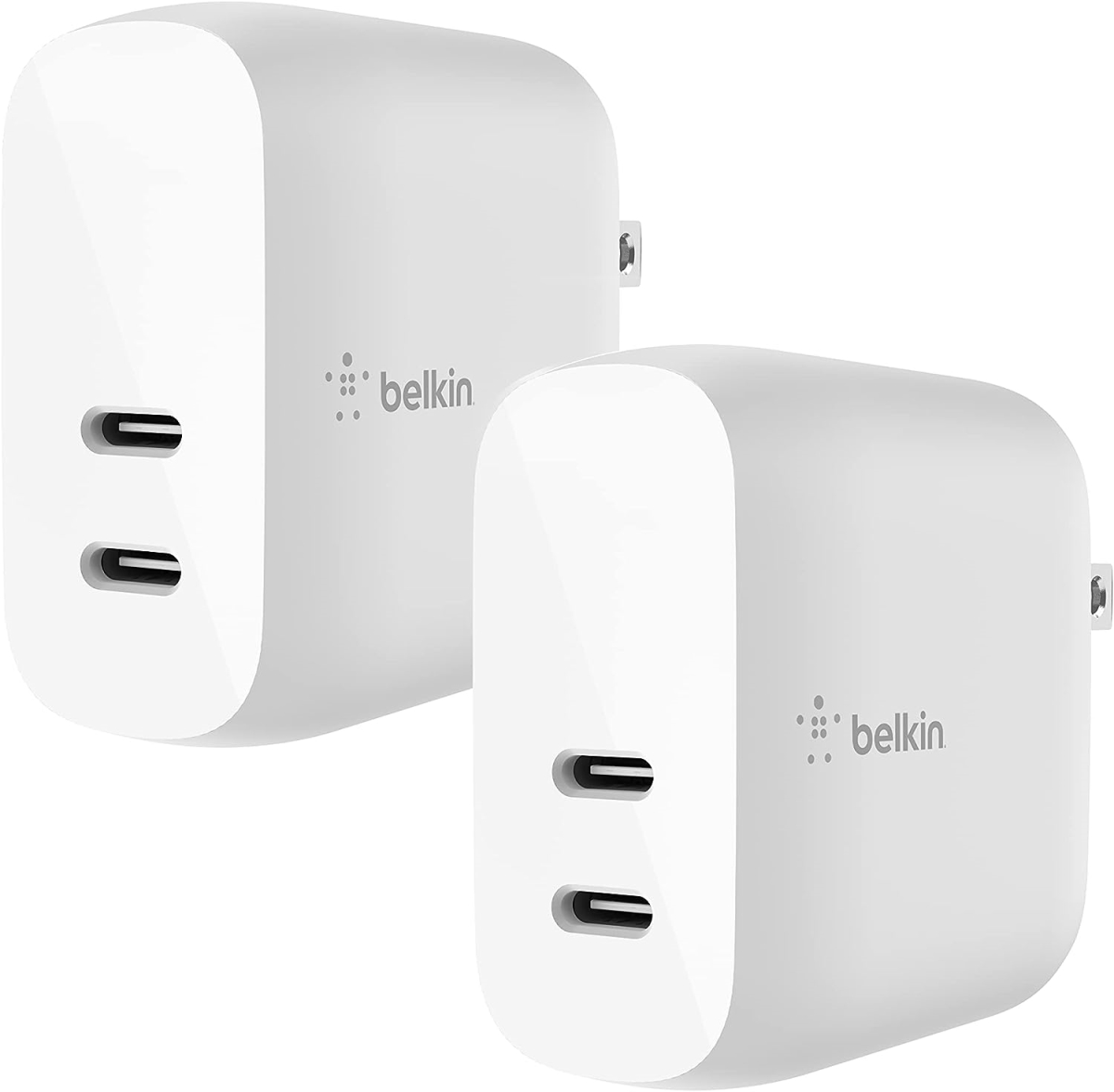 Picture of Belkin International BBC009-WH-2PK 20 watt Dual USB-C Wall Charger with PD 40 watt&#44; White - Pack of 2