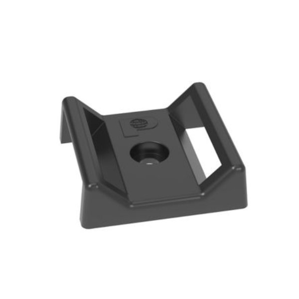 ABMT-S6-C20 1.12 x 1.12 in. Tak-Ty Hook & Loop Cable Tie No.6 Screw Mount, Black - Pack of 100