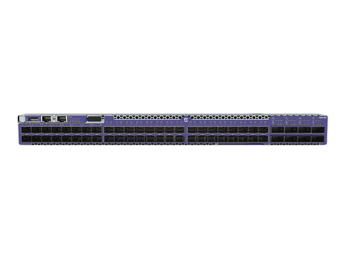Extreme 7520-48Y Switch with front-back airflow Ships with two AC power supplies six fans one 4-pos
