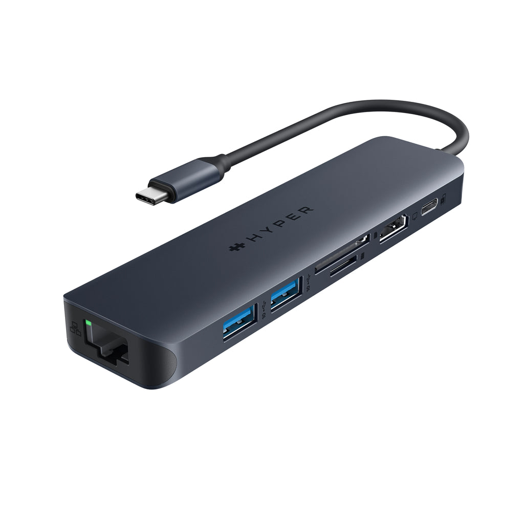 Picture of Hyper HD4003GL 4K 60 Hz HDMI 2 x USB-A 10 Gbps MicroSD 312MBs SD & Gigabit Ethernet Docking Hub&#44; Black