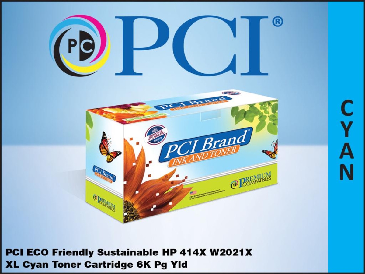 Picture of PCI W2021XN-PCI Eco-friendly Remanufactured HP 414X W2021X XL Cyan Toner Cartridge&#44; 6K Page Yield