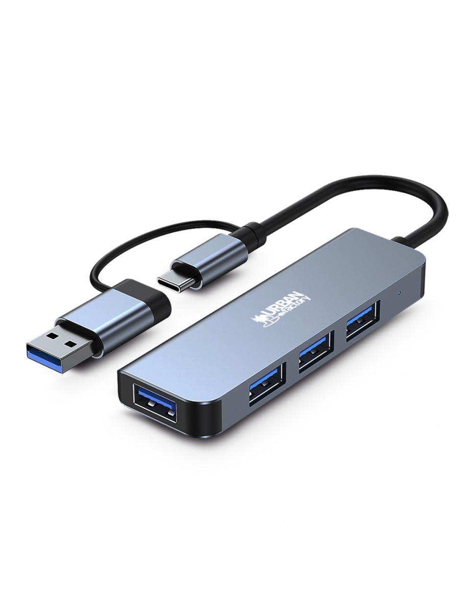 Picture of Urban Factory MHC35UF USB-A & USB-C Hub with 4 x USB-A 3.0 Ports&#44; Space Gray