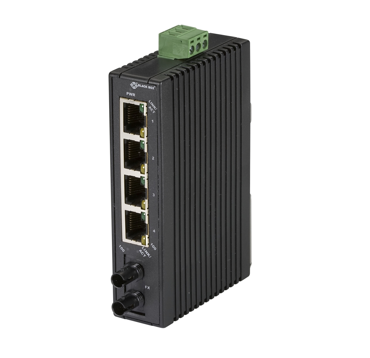 Picture of Black Box LBH120A-H-ST Fast Ethernet 100-Mbps Hardened Temperature Switch - 100-Mbps Copper RJ45