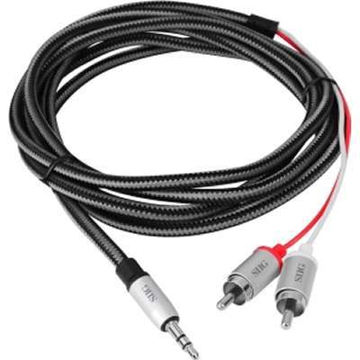 3.5 mm Woven Fabric Braided to RCA Stereo Cable - 2M