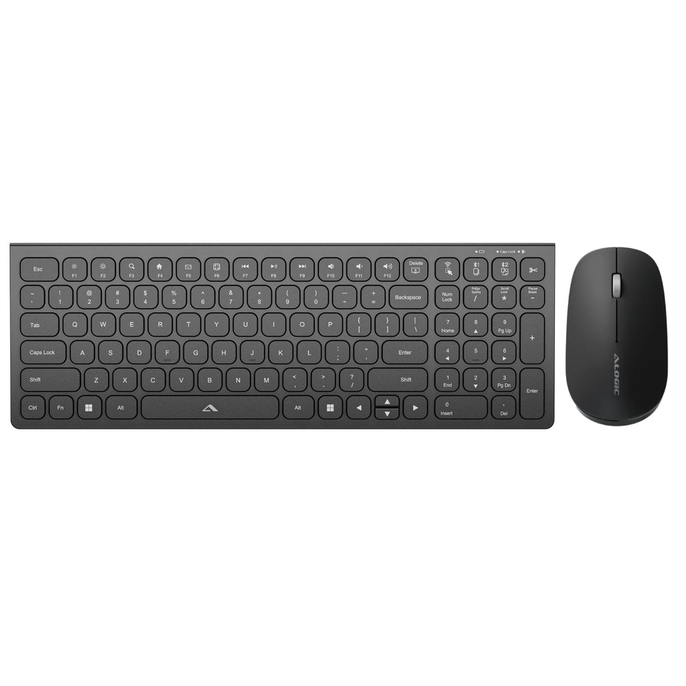 ASKBT2WC USB-C Compact Rechargeable Wireless Mouse & Keyboard Combo for Windows, Black