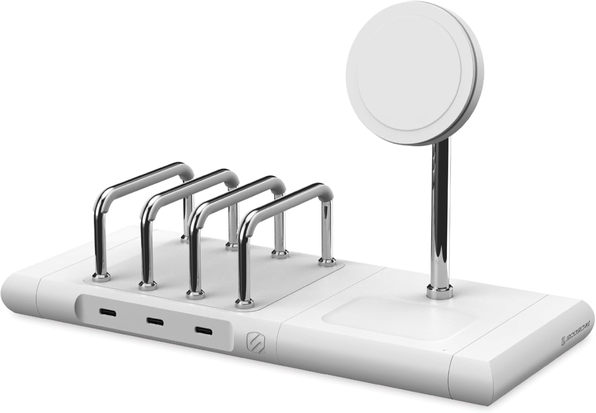 Picture of Scosche BL2KIT1WT-AP Base Lynx 2.0 Modular Charging Station with 15W Mag-Safe Wireless Charger Stand & 5W Pad - White
