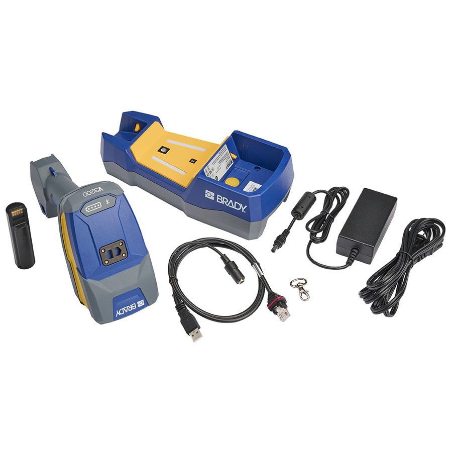Picture of Brady 178581 V3200 Wireless Barcode Scanner with Battery&#44; AC Adapter - Blue&#44; Gray & Yellow