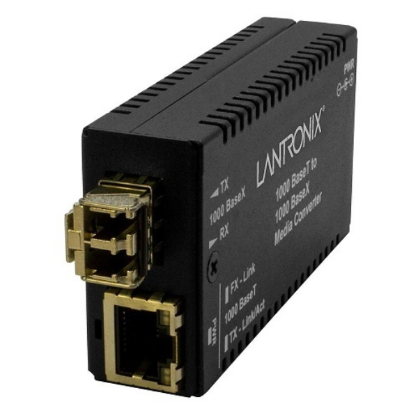 Picture of Lantronix M-GE-T-SX-01-LC-UK 1000BASE-T RJ-45 To 1000BASE-X SFP Transceiver & Media Converter&#44; Black