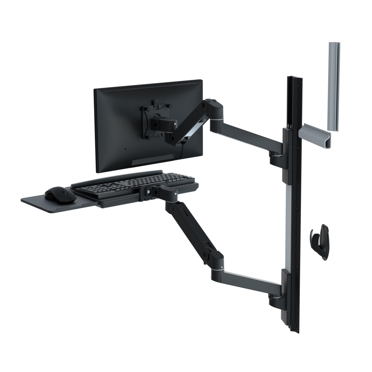 45-696-292 LX Pro Arm Wall Mounted Computer Workstation, Black
